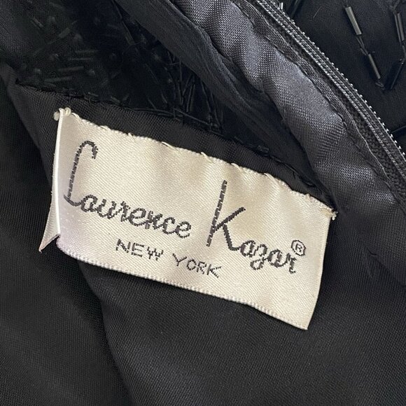 Laurence Kazar VTG Black Beaded Silk Evening Gown Dress Formal High Neck Size PS - Picture 5 of 16